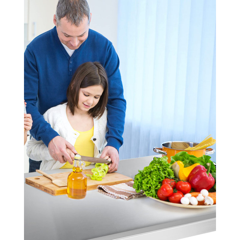 Stainless Steel 34" H Work Table with Undershelf and Backsplash
