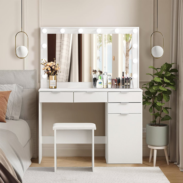 Latitude Run Braunstein Dressing Table with Mirror & Reviews | Wayfair ...