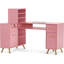 Bureau clouté en L avec plusieurs tiroirs et armoire de rangement BarberPub-588218212