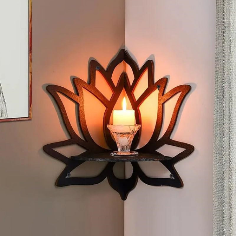 Ensemble de 2 tablettes en bois Lotus