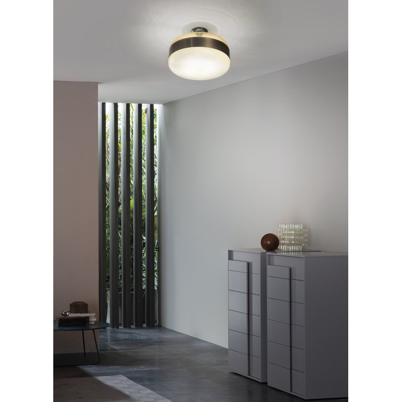 Futura Ceiling Lamp G Amber Brass Matt Black 1 E26 Ul, 12" H x 8" W x 8" D, Crystal Copper