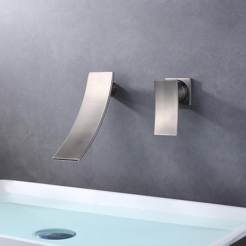 Robinet de meuble-lavabo mural, robinet de salle de bain en cascade, robinet de lavabo, Nickel brossé