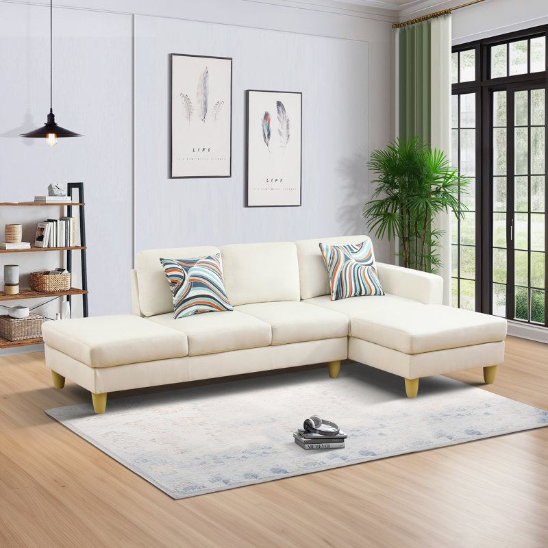 Ensemble modulaire de salon en L 2 pièces en tissu de qualité supérieure 2 pièces, Accoudoir à droite (vu de face), Jaune