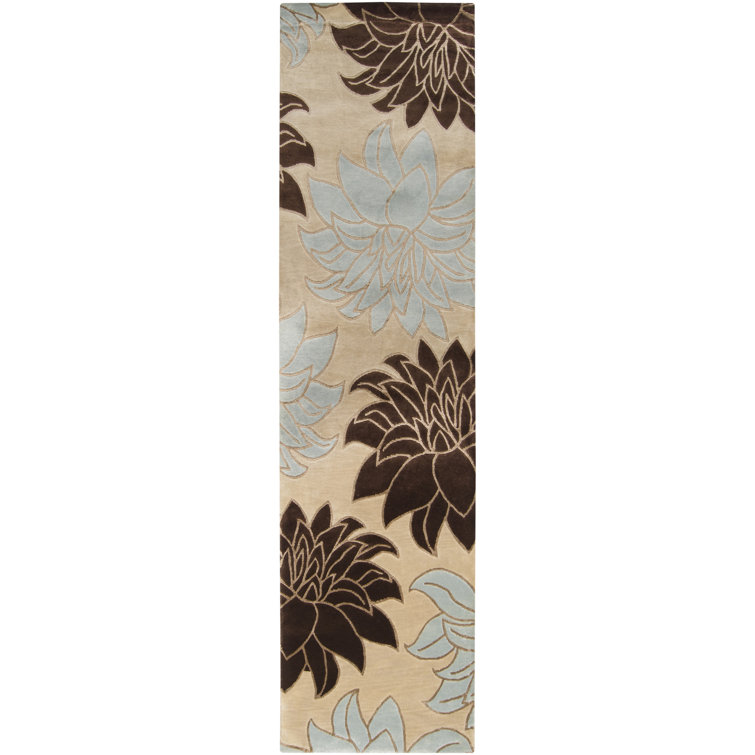 Tapis brun / gris / brun clair en laine noué à la main Jamaris