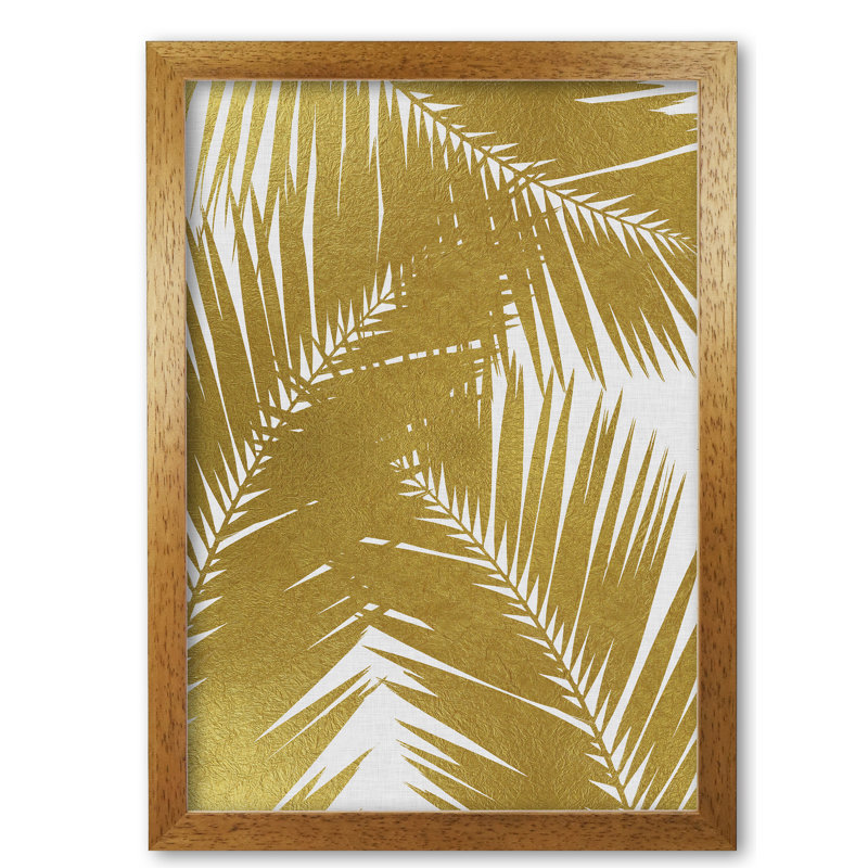 PaIm Leaf III - Print, Honey Oak Frame, 30 cm H x 21 cm W x 5 cm D, Gold