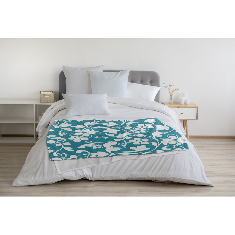 Jeté polaire floral, L 30 po x L 40 po, 1.75, Turquoise
