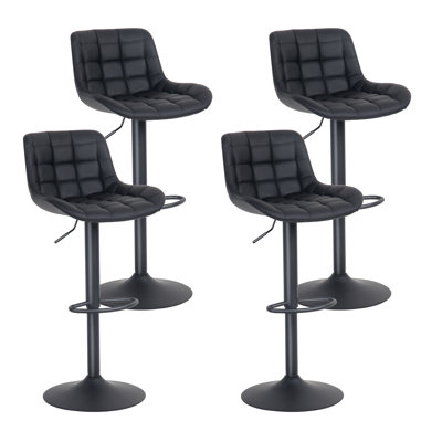 Lochie Swivel Adjustable Height Bar Stools Faux Leather Modern Barstools Upholstered Counter Stools