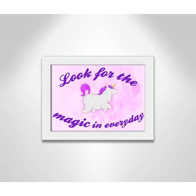 Décoration murale licorne magique pour enfants, H 10 po x l 14 po x P 0,63 po, Cadre blanc