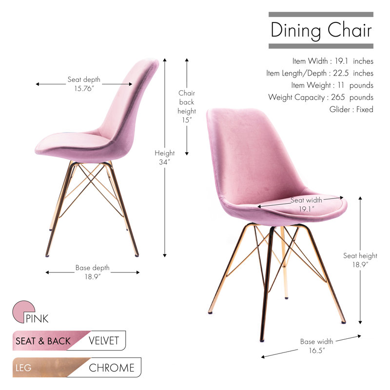Lougenia 18.9'' H Velvet Upholstered Side Chair, Pink