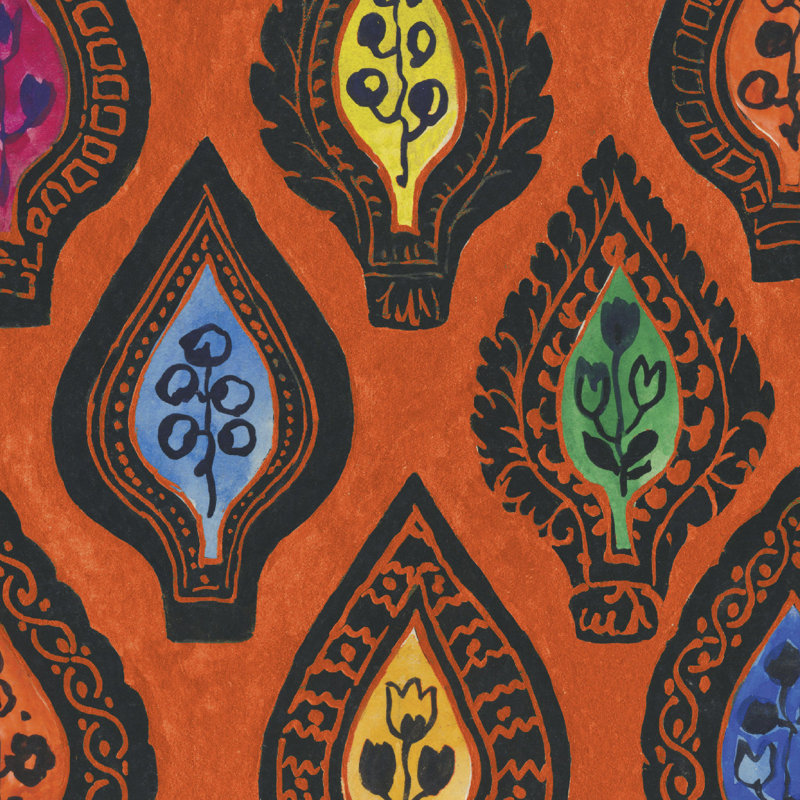 Floral Wallpaper Roll, Orange