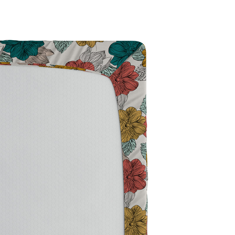 Microfiber Floral Fitted Sheet, Twin XL Fitted Sheet, Yellow Floral