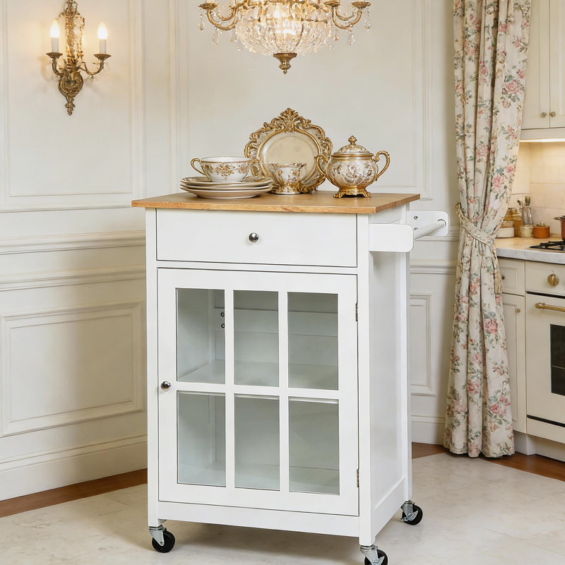 Îlot de cuisine mobile polyvalent avec rangement réglable et mobilité facile, parfait pour les petites cuisines et un espace de comptoir supplémentaire.