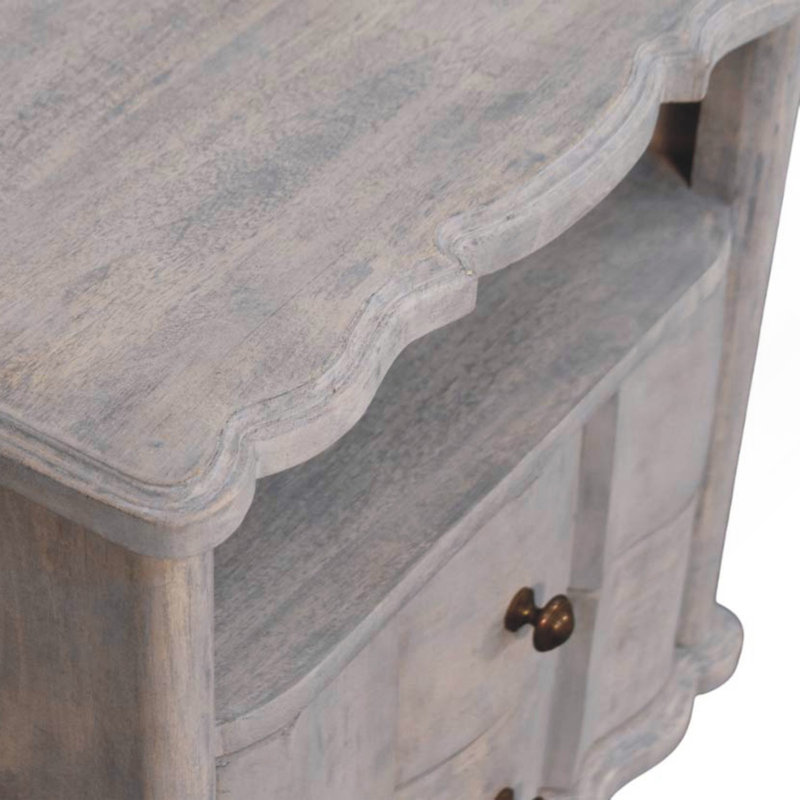 Table de chevet en bois Lucia, gris, 2 tiroirs, 1 tablette