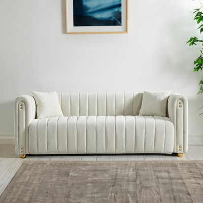 79.92"" Tufted Velvet Upholstered Sofa With Generous Padding and Cushioning -  Everly Quinn, 2A6E0BD82C6849D39E86C0224B624C32