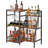 Mini Bar Table  3-Tier Trapezoidal Liquor Bottle Display Shelf with Glass Holder and Fences