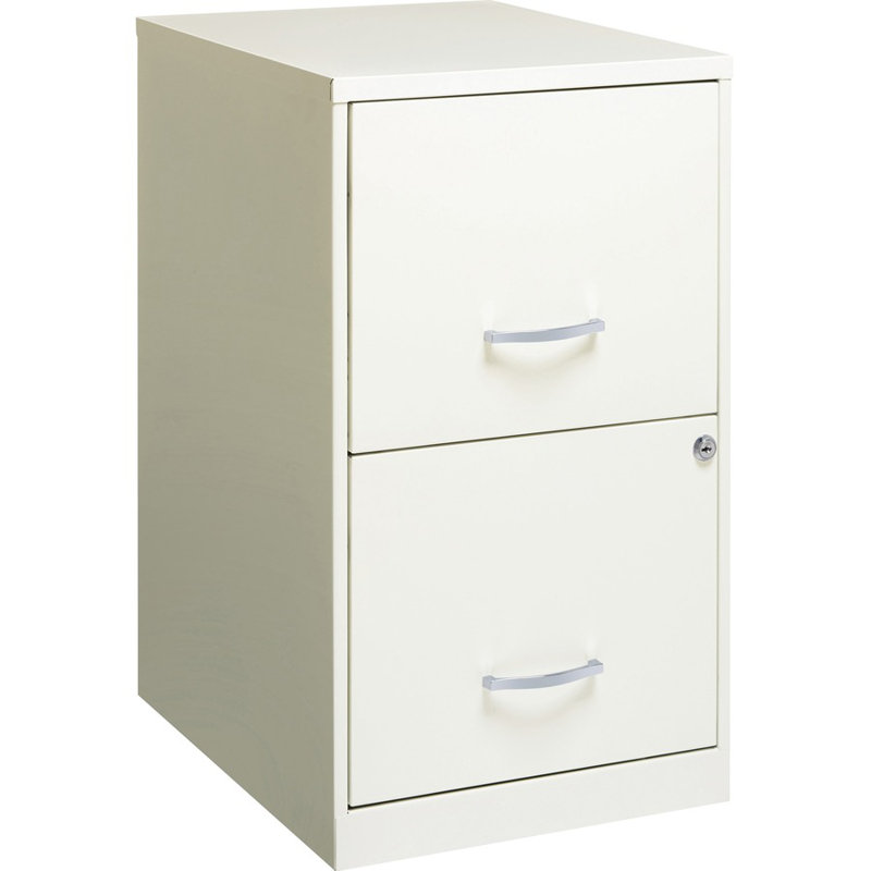 White 18" Lockable 2-Drawer Steel File Cabinet