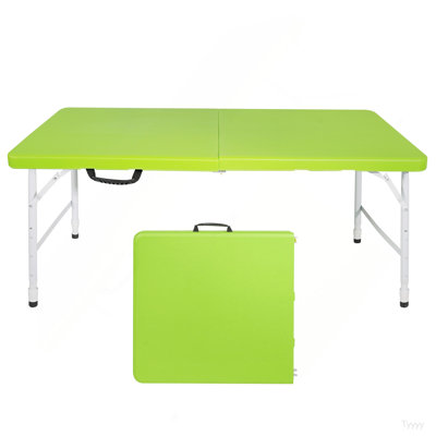 4Ft Green Portable Folding Table Indoor&Outdoor Maximum Weight 135KG Foldable Table For Camping