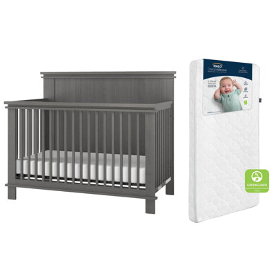 Ensemble de lit de bébé convertible 4 en 1 pour enfant Child Craft en gris minuit avec matelas HALO DreamWeave