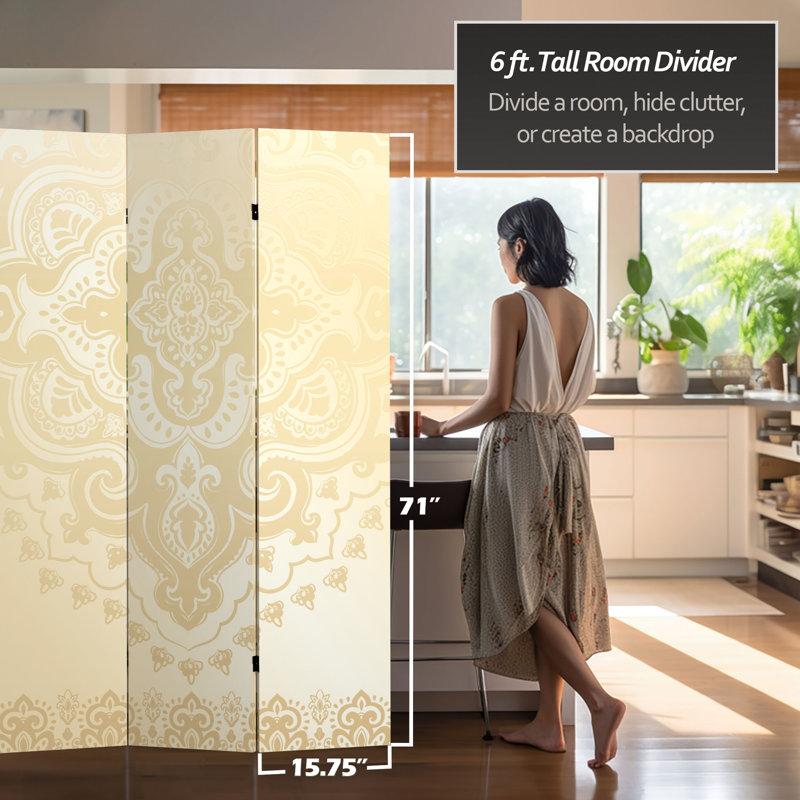 47.25'' 3 - Panel Folding Room Divider, Ivory