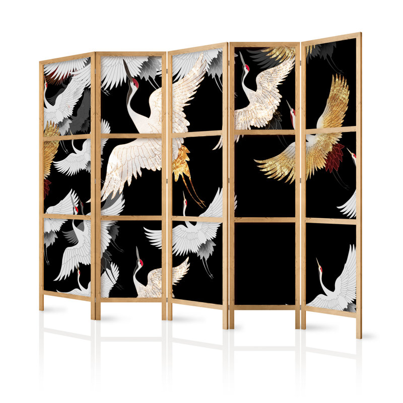 171cm H Solid Wood Folding Room Divider, 171cm H x 225cm W x 1.2cm D, 3