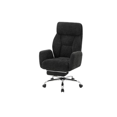 Office Chair, Adjustable Height, Armrests, Ergonomic, Swivel, Computer Desk, Work, Black Fabric, Chrome Metal, Contemporary, Modern