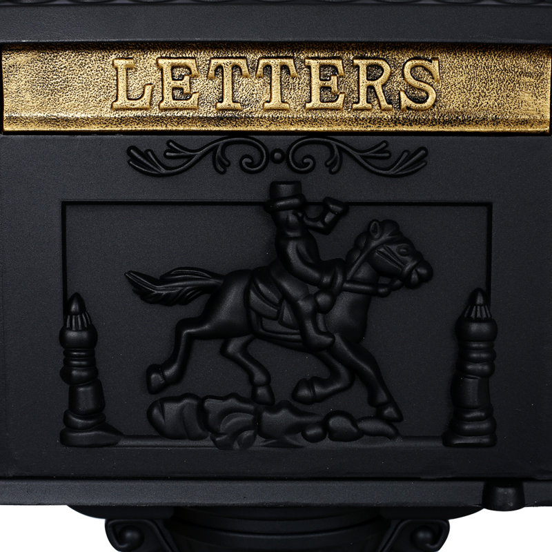 Boîte aux lettres en aluminium 14 po x 46 po, Noir, noir, noir, noir