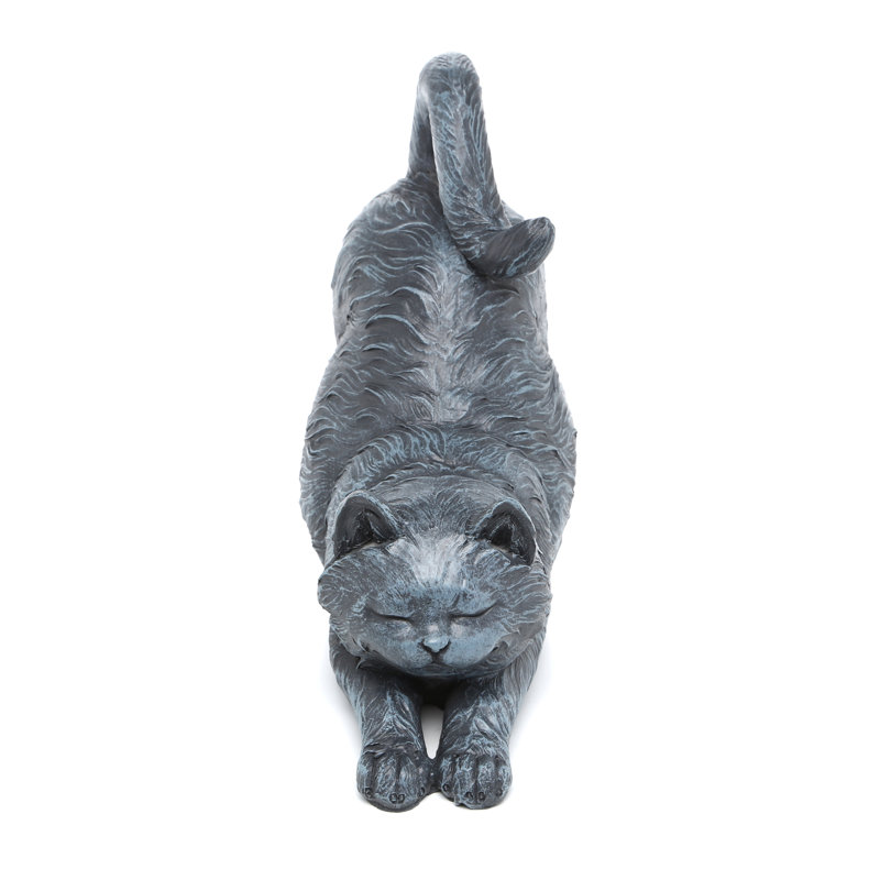 Playful Cat Stretching Statue