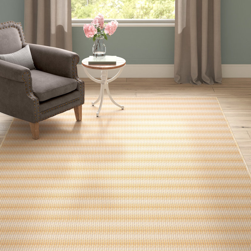 Tribble Area Indoor/Outdoor Area Rug in Yellow/White, Rectangle 4' x 6'