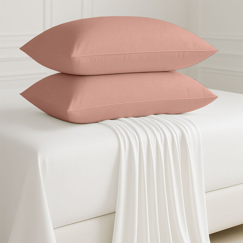 Kandis 100 Microfiber Brushed Plain Envelope Style Pillow Case/Cover, Peach