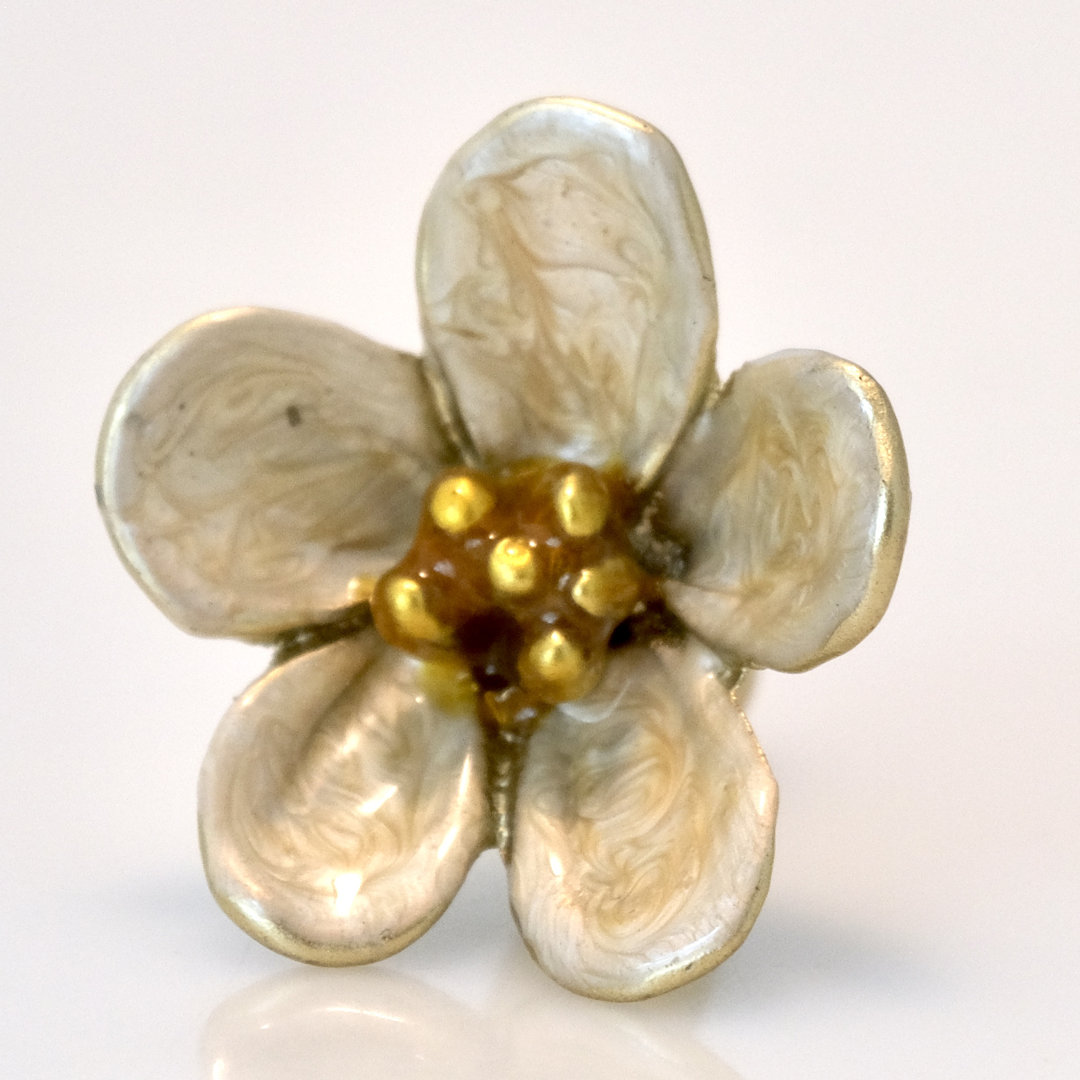 Pearl White Wild Rose Knob (Set of 4) Charleston Knob Company