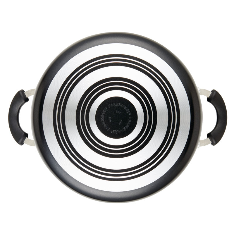 Farberware 6 Quart Black Aluminum Nonstick Stockpot with Glass Lid