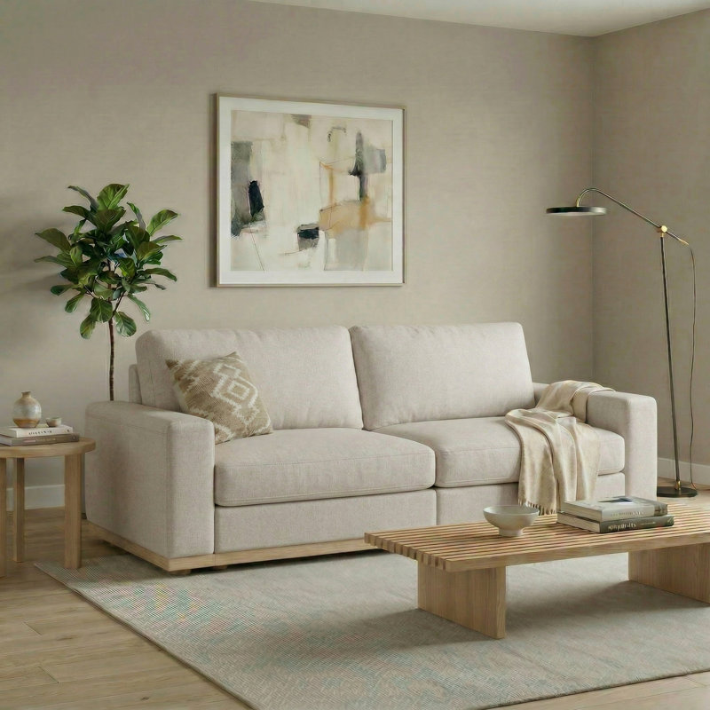Canapé modulaire de 86 po pour très grand luxe 86 po, canapé à 2 places et pieds en bois massif, Beige