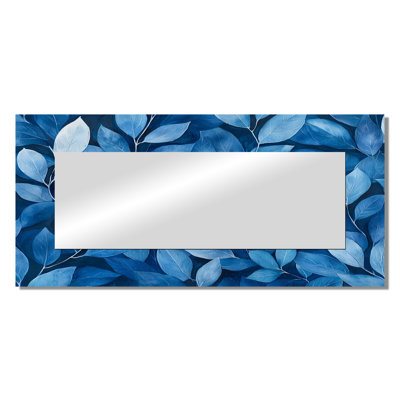 Indigo Leaves Foliage Collage I - Floral Mirror Wall Decor - Printed On Metal