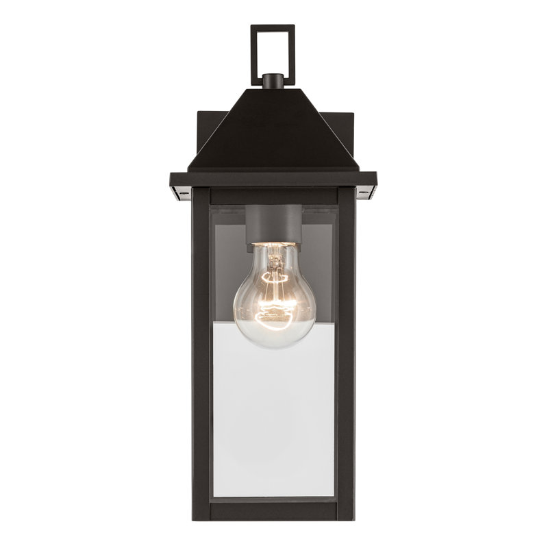 14" 1-Light Outdoor Wall Light with Clear Glass, 14" H x 5.75"W x 7" D, Bronze