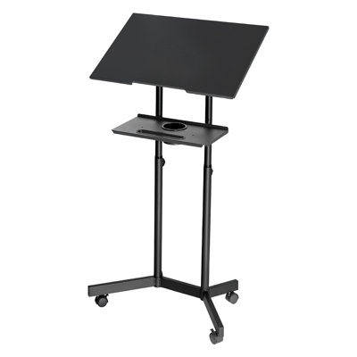 Support en acier à hauteur ajustable, bureau d'ordinateur portable pour les écoles, les églises et les événements, 40 à 49 pouces, support de présentation portable avec plateau inclinable et conception à deux tablettes