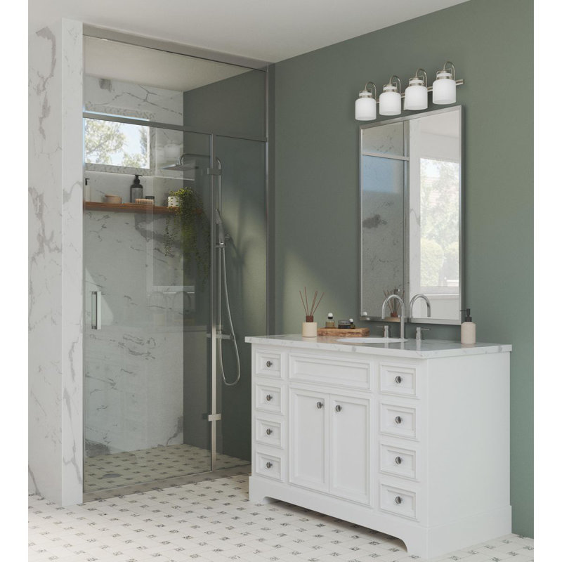 Éclairage pour meuble-lavabo à 4 lumières Baburam, Nickel brossé
