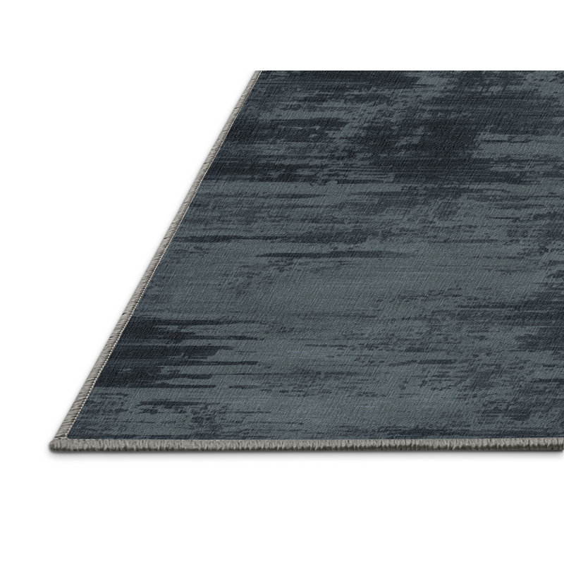 Machine Washable Abstract Gray Area Rug, Round 6'