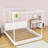 Wood Platform Bed with Support Slats and LED Light-1677671783