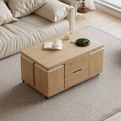 Table basse 39 po avec 4 tabourets et rangement
