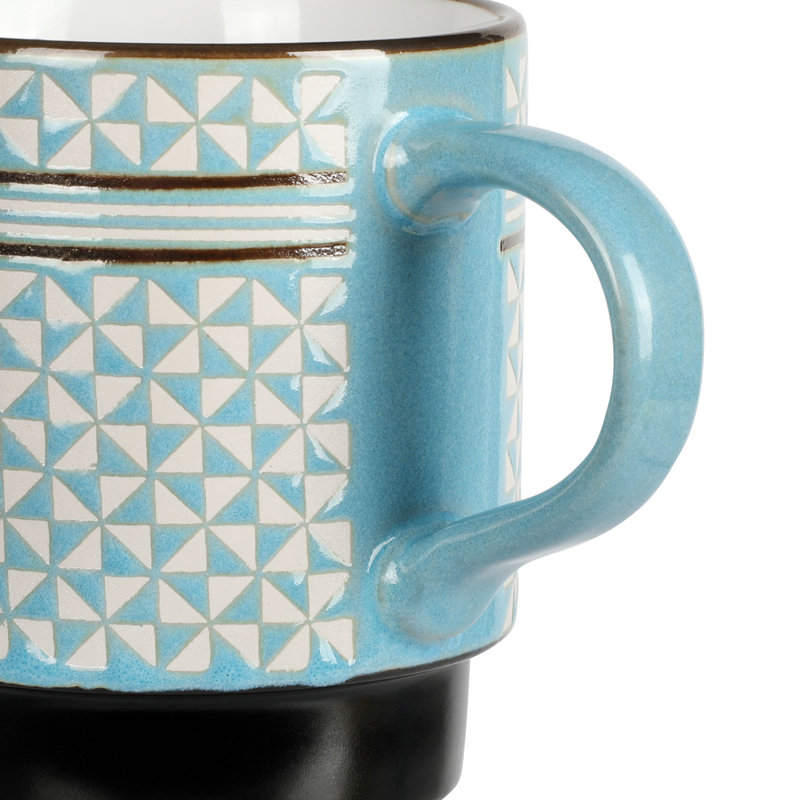 Primevalley Blue and White Ceramic Stackable Mug Set