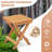 14 Inch Compact Folding Side Table With Slatted Tabletop
