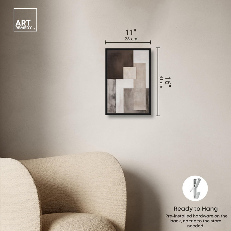 «Quiet Geometric II» par Art Remedy, Cadre noir, H 16 po x l 11 po