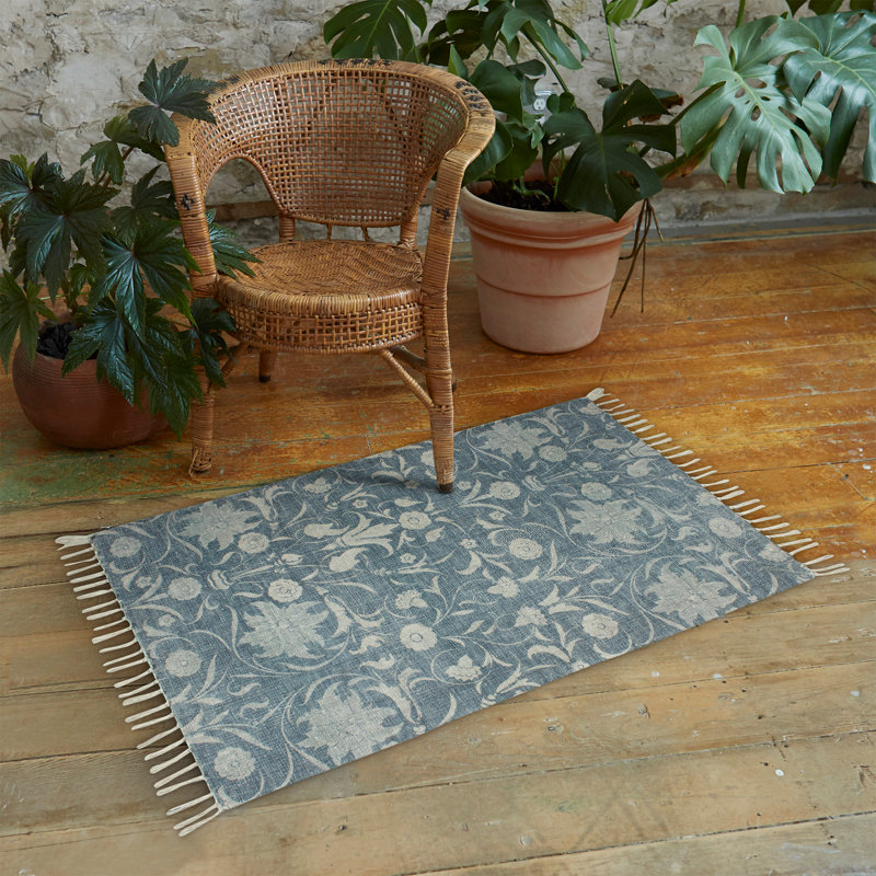 Tapis bohème touffeté à la main avec pampilles, Rectangle 2 pi 3 po x 3 pi 8 po
