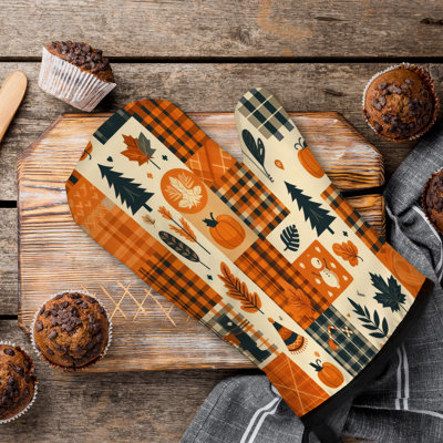 Autumn Stripes Oven Mitt Cotton Twill