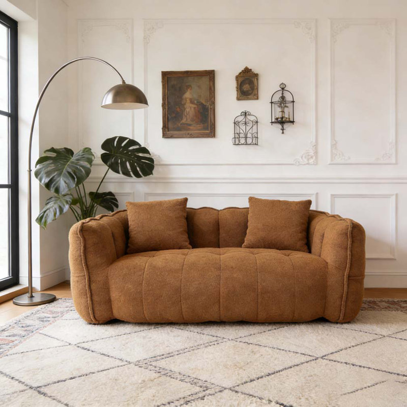 Fauteuil à billes doux avec noyau en mousse haute résilience pour deux personnes, Jaune