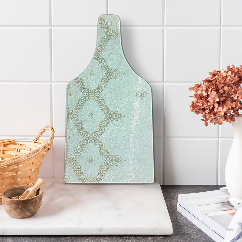 Ambesonne Moroccan Tempered Glass Cutting Board Eastern Elements Cream White Umber Camel