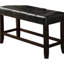 Banc de salle à manger à hauteur de comptoir - Coussin en similicuir noir avec support en bois moderne pour structure rembourrée