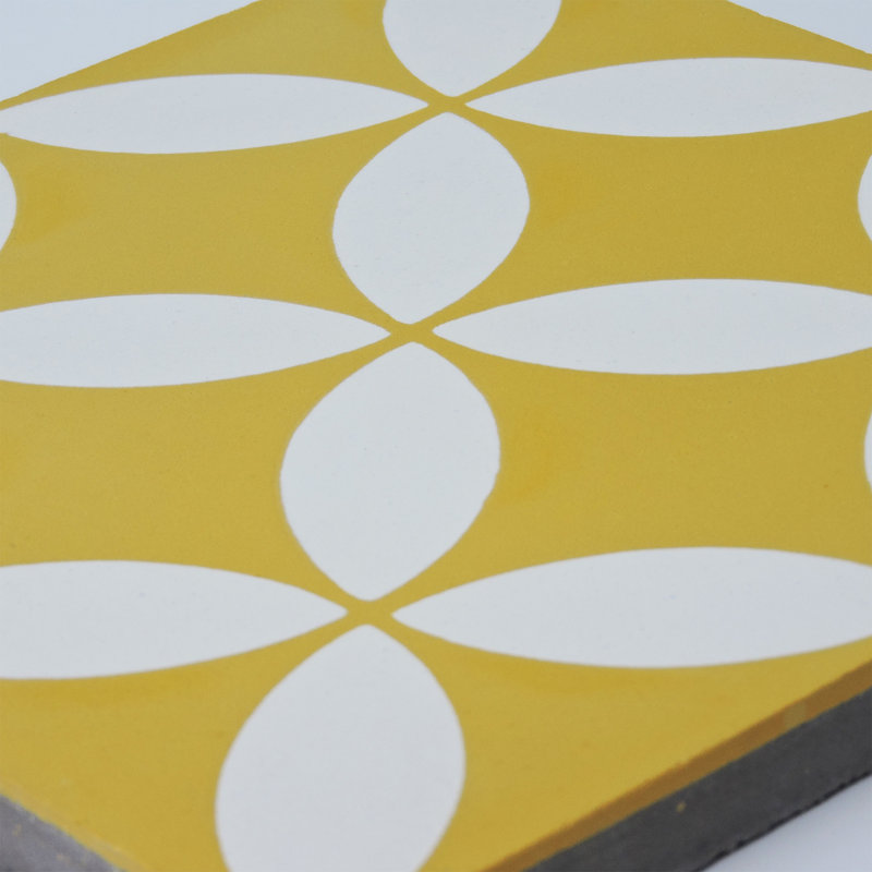Carreau de mur et de sol à motif ciment 8 po x 8 po Amlo, Jaune / Blanc