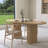 Farmhouse Oval Dining Table For 6 People With Wood Strip Base, Large Round Pedestal Dining Room Table For Living Space, Natural Finish-Only Table-698943302
