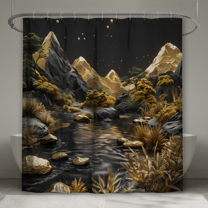Rideaux de douche Golden Mountains, L 70 po x H 84 po